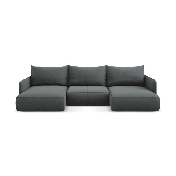 Siva raztegljiva/s prostorom za shranjevanje kotna sedežna garnitura Nanea – Makamii