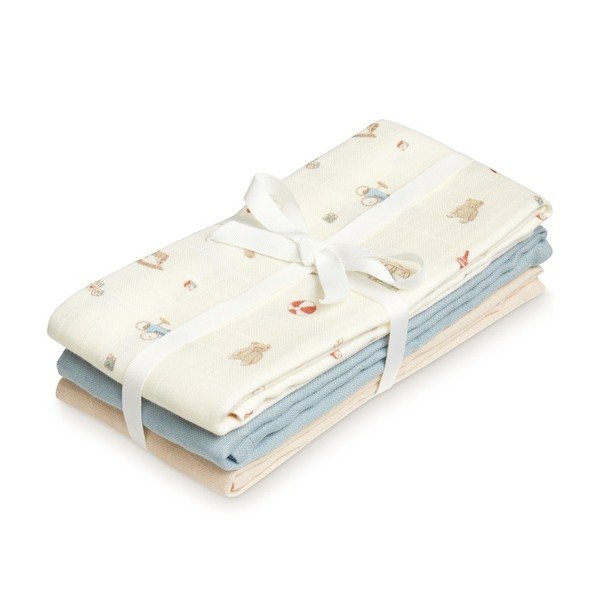 Modre/bež plenice v kompletu 3 ks iz muslina 70x70 cm Vintage Toys – Cam Cam Copenhagen