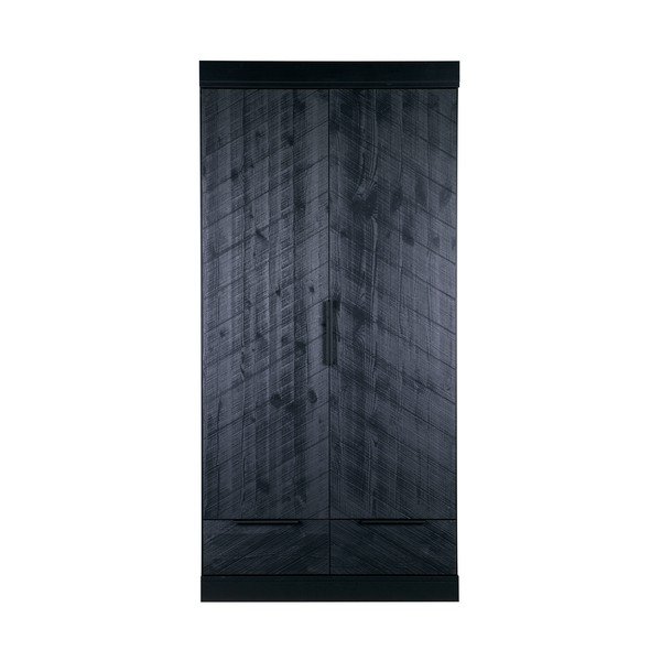 Črna lesena garderobna omara WOOOD Ribja kost, višina 195 cm-image-4