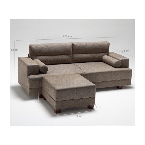 Rjava zofa z otomanom Balcab Home Ivett-image-1