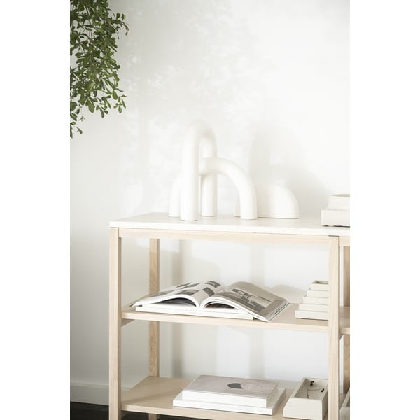 Bela konzolna mizica s ploščo iz kamnine  140x40 cm Orwel - Rowico-image-4