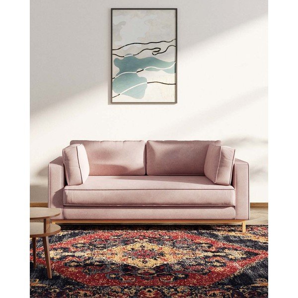 Svetlo rožnata žametna sedežna garnitura 192 cm Celerio – Ame Yens-image-3