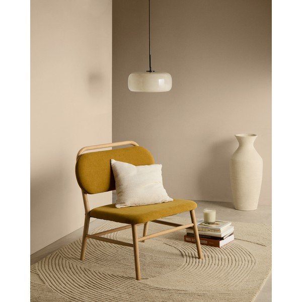 Gorčično rumen fotelj iz šenilje Helda – Kave Home-image-1