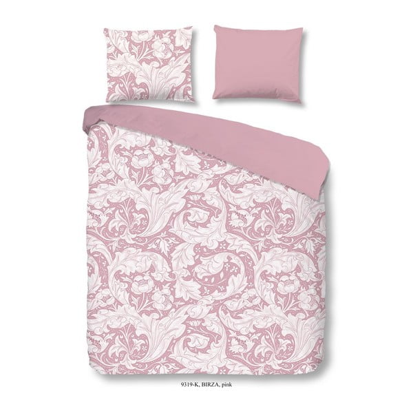 Bombažno posteljno perilo za eno osebo Descanso Birza Pink, 135 x 200 cm