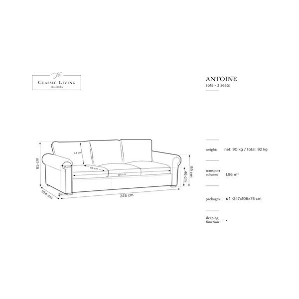 Črna zofa Windsor & Co Sofas Hermes, 245 cm-image-1