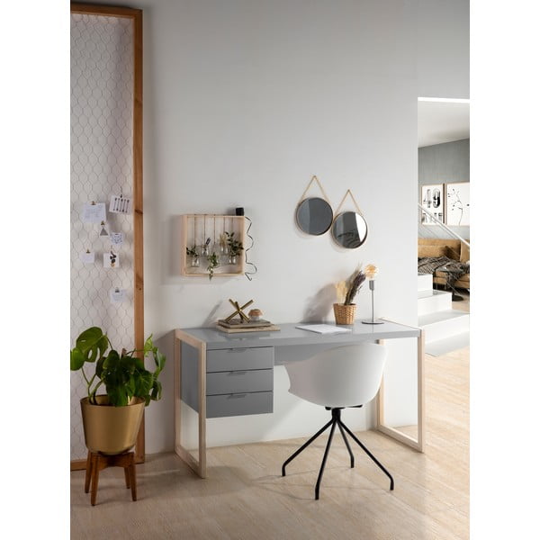 Siva pisalna miza z nogami iz borovega lesa Marckeric Frank-image-1