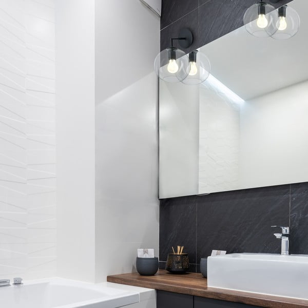 Črna stenska svetilka SULION Bogard, ø 20 cm-image-1