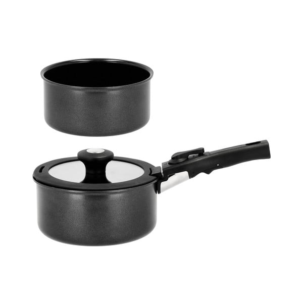 Aluminijast komplet loncev s snemljivim ročajem 2 ks s pokrovko 2,4 l – Holm