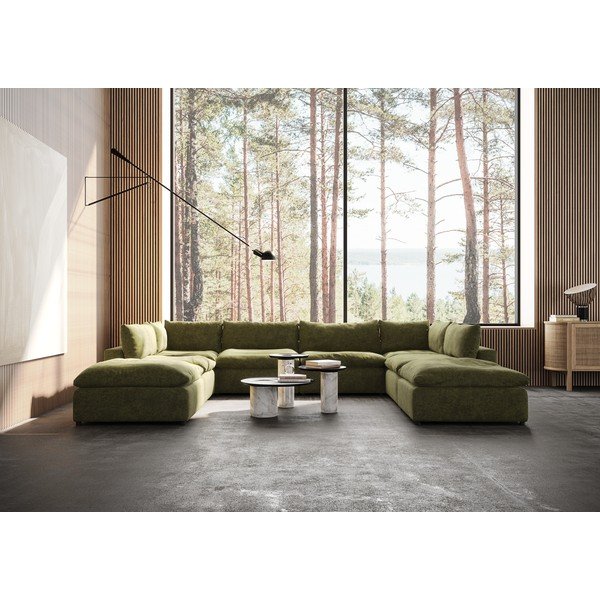 Zelena kotna sedežna garnitura (v obliki črke "U") Moonlight – Furninova -image-1