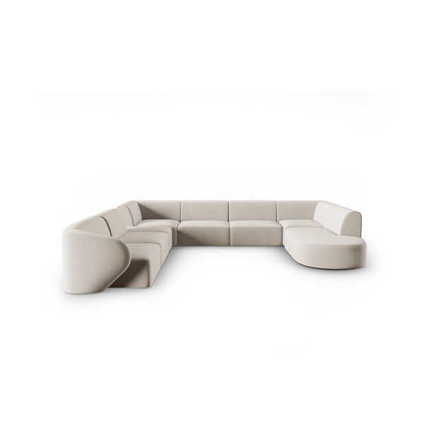 Bež žametna kotna sedežna garnitura (levi kot/v obliki črke "U") Paolo – Milo Casa