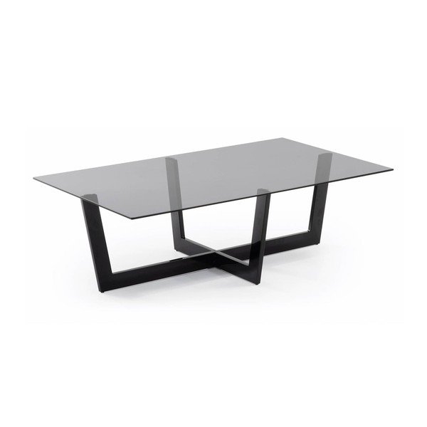 Črna klubska mizica s stekleno mizno ploščo 70x120 cm Plam – Kave Home-image-2