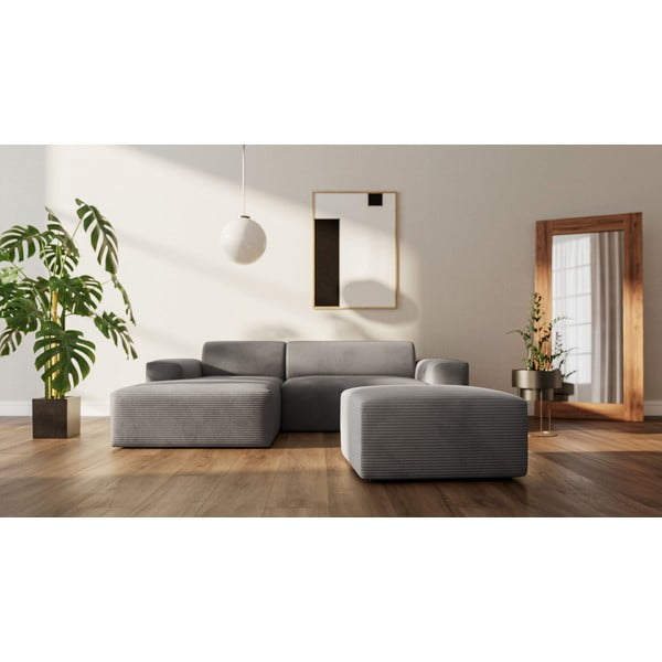 Siv tabure iz rebrastega žameta Fluvio – MESONICA-image-1