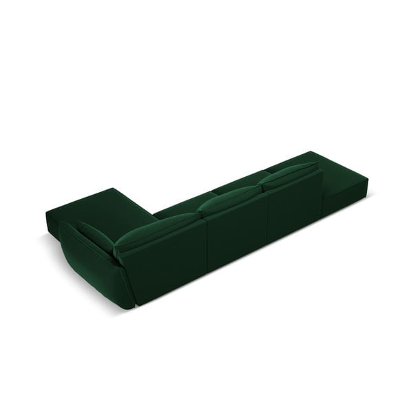 Temno zelena žametna kotna sedežna garnitura z ležalnikom (desni kot) Vanda – Mazzini Sofas-image-3