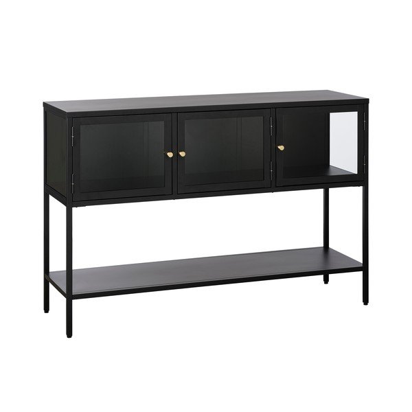 Črna kovinska vitrina 132x88 cm Carmel – Unique Furniture-image-4