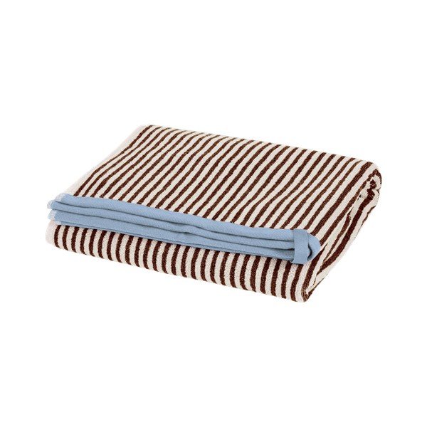 Rjava/kremno bela frotirna bombažna brisača 70x140 cm Gobo – noo.ma