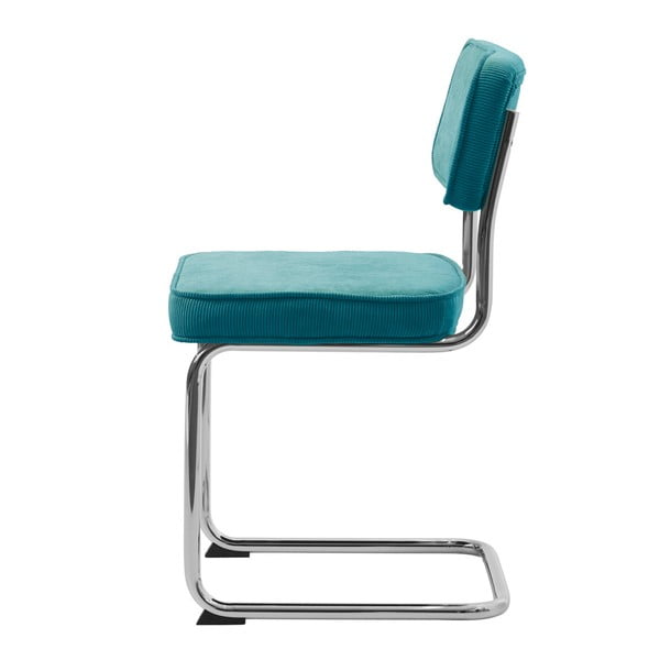 Turkizen jedilni stol iz rebrastega žameta Rupert – Unique Furniture-image-4