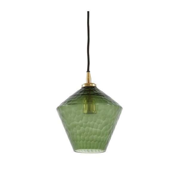 Zelena viseča svetilka s steklenim senčilom ø 20 cm Delila – Light & Living