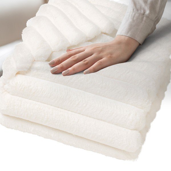 Kremno bela odeja iz mikropliša 180x220 cm Boudoir – douceur d'intérieur-image-3