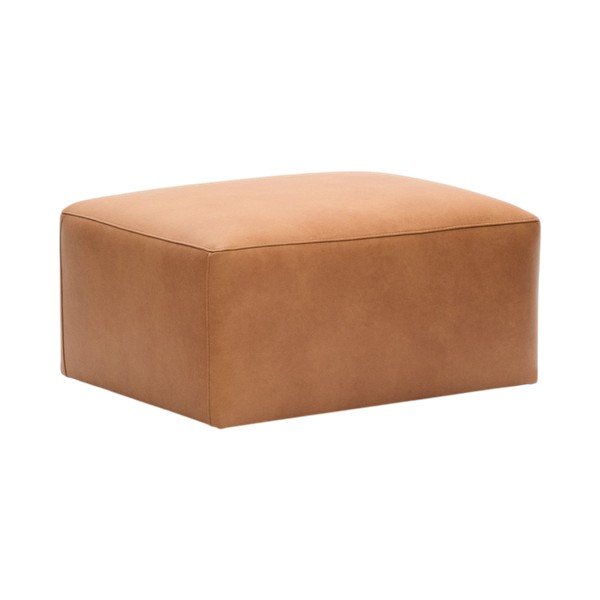 Rjav usnjen tabure Blok – Kave Home
