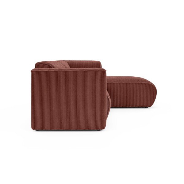 Kotna sedežna garnitura iz rebrastega žameta v barvi terakote (desni kot/z ležalnikom) Merid  – Ropez-image-3