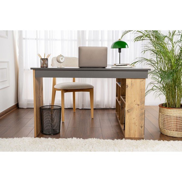 Pisalna miza v borovem dekorju 120x130 cm Vesper – Kalune Design-image-4