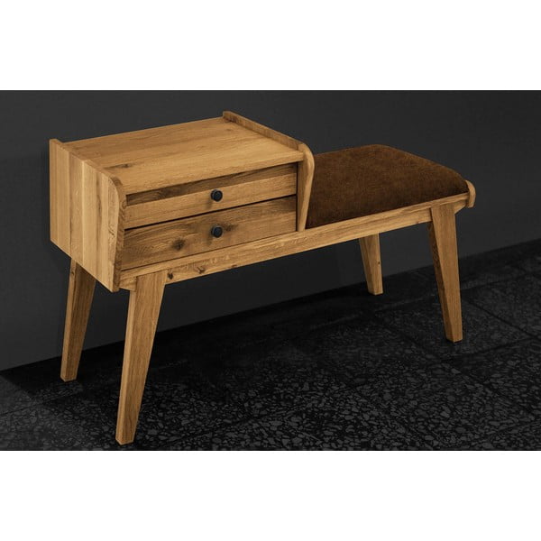 Klop s predali iz hrastovega lesa z oranžnim sedežem Retro - The Beds-image-3