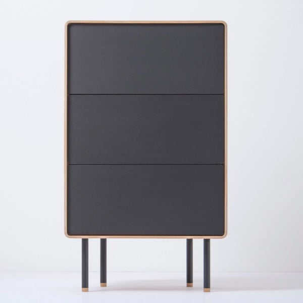 Črna visoka komoda iz masivnega hrasta 60x100 cm Fina – Gazzda-image-4