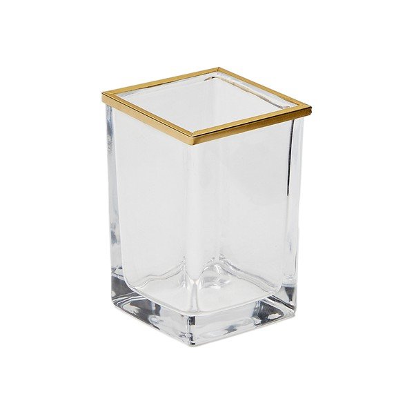 Steklen lonček za zobne ščetke v zlati barvi Soanet – Kave Home