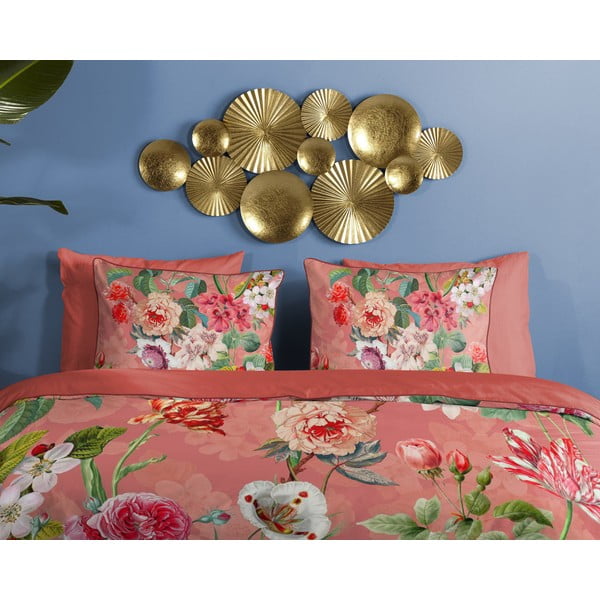 Oranžna podaljšana posteljnina za zakonsko posteljo iz bombažnega satena 240x220 cm Amalia – Descanso-image-2