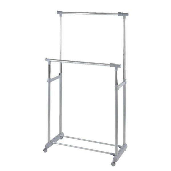 Sivo kovinsko teleskopsko mobilno stojalo za oblačila Twin - Wenko-image-2