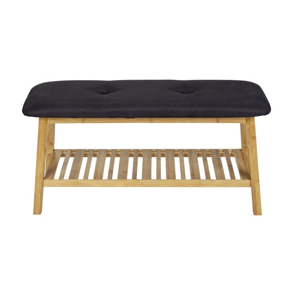 Črna/naravna bambusova omarica za čevlje s klopjo Ecori – Wenko-image-3