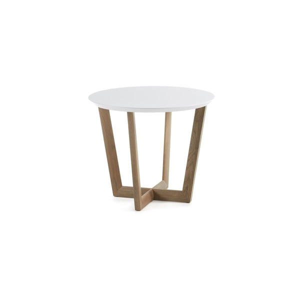 Kavna mizica iz hrastovega lesa z belo ploščo Kave Home Rondo, ⌀ 60 cm