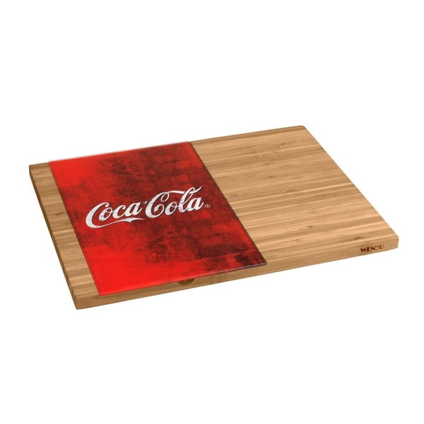 Bambusova deska za rezanje z rdečim steklenim delom Wenko Coca-Cola World