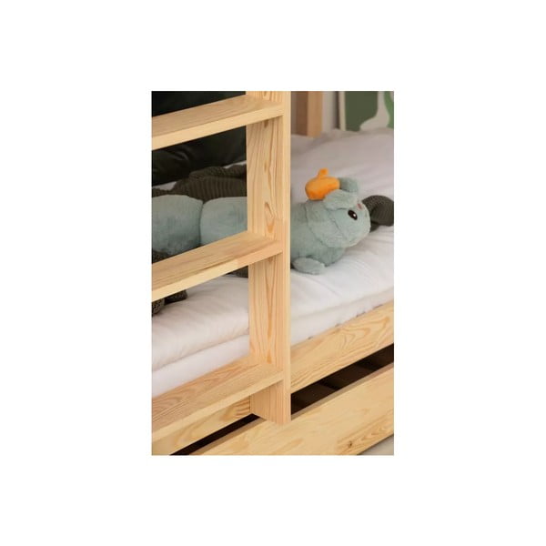 Pograd z dodatnim ležiščem otroška postelja s prostorom za shranjevanje z letvenim dnom 80x200 cm v naravni barvi CLPBN – Adeko-image-2