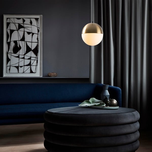 Bela/zlata viseča svetilka s steklenim senčilom ø 20 cm Bastos – Opviq lights-image-1