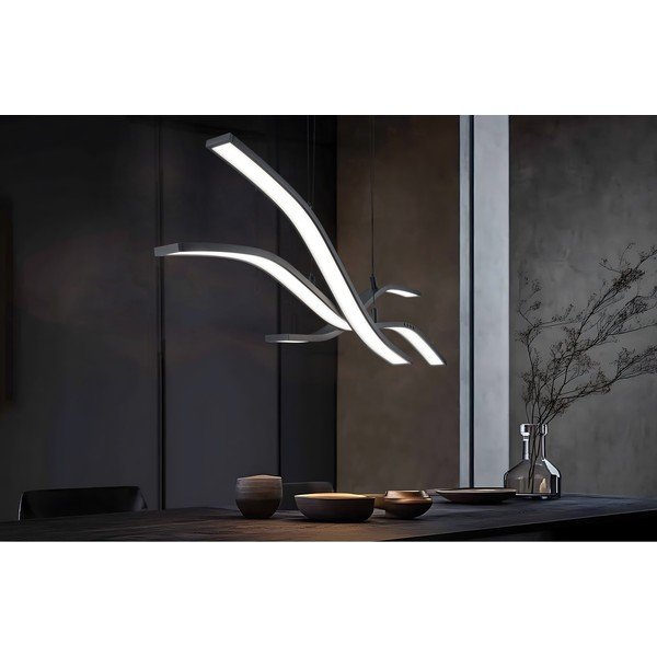 Mat črna kovinska LED viseča svetilka z daljinskim upravljalnikom/zatemnitvena Spider – Trio Select-image-1