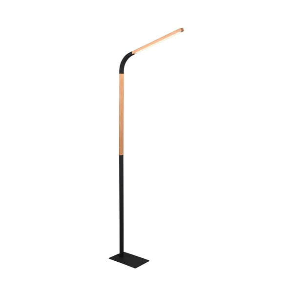 Črna/naravna LED stoječa svetilka z lesenim senčnikom (višina 169,5 cm) Norris – Trio-image-3