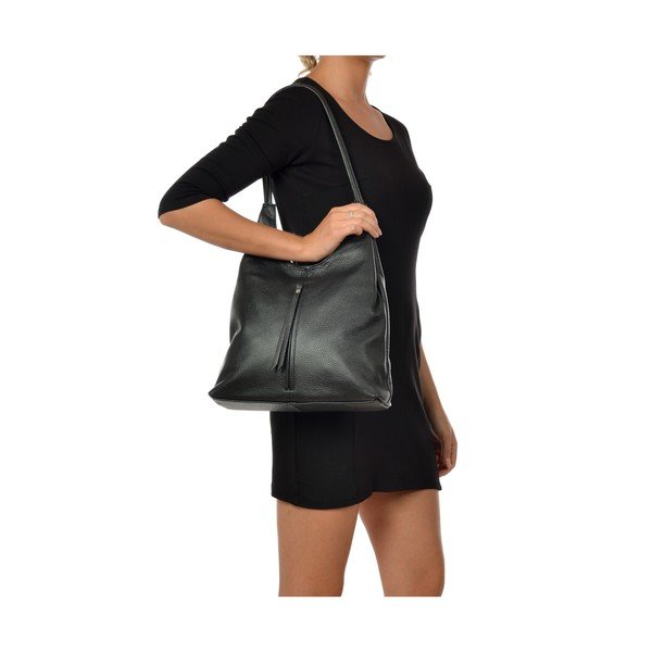Černá kožená kabelka Isabella Rhea, 39 x 34 cm-image-3