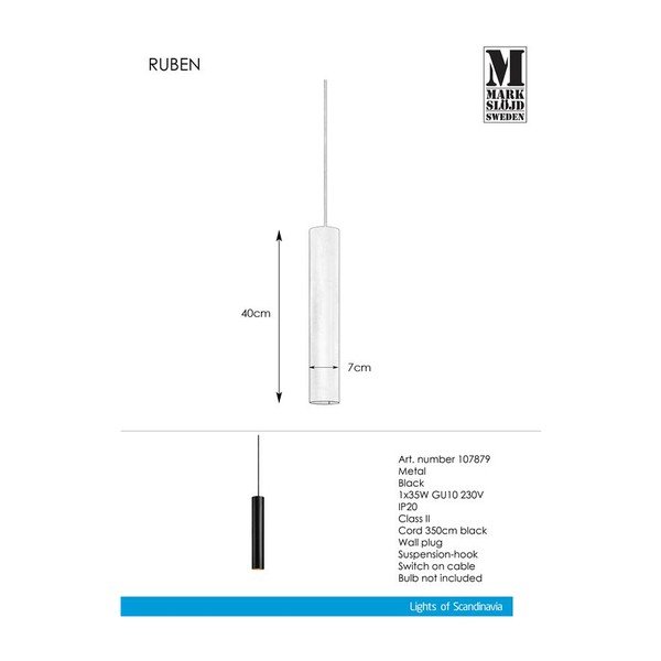 Črna viseča svetilka Markslöjd Ruben Pendant-image-1