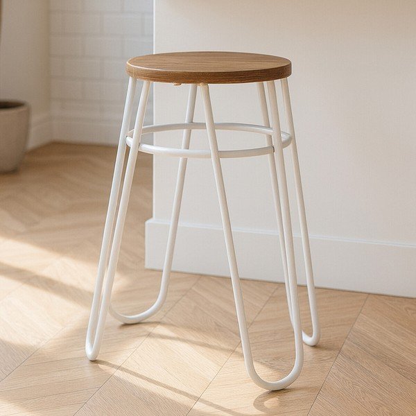Siv/v naravni barvi stolček iz masivnega bresta District – Premier Housewares-image-3