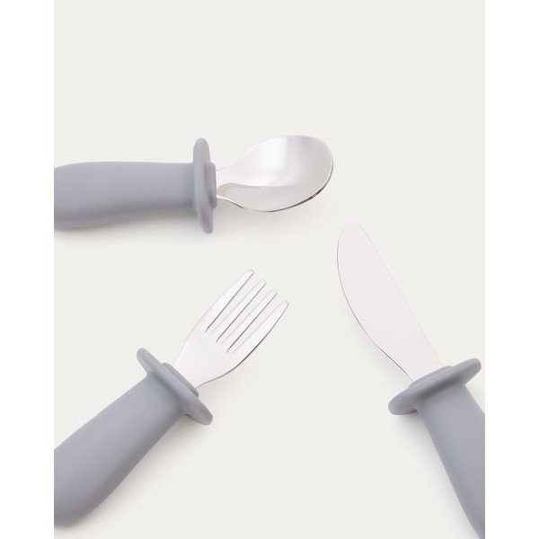 Moder plastičen/silikonski otroški jedilni pribor 3 ks Lili – Kave Home-image-3