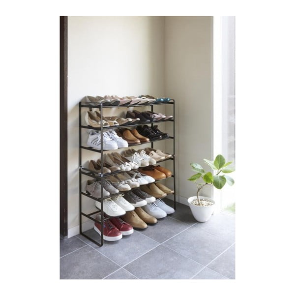 Črn nastavljivo stojalo za čevlje s 3 nivoji YAMAZAKI Maebashi-image-3