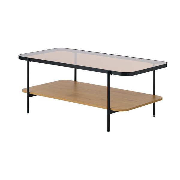 Klubska mizica s stekleno mizno ploščo v naravni barvi 60x120 cm Hassel – Unique Furniture