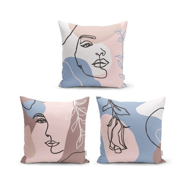 Komplet 3 dekorativnih prevlek za vzglavnik Minimalist Cushion Covers Minimalist Woman, 45 x 45 cm