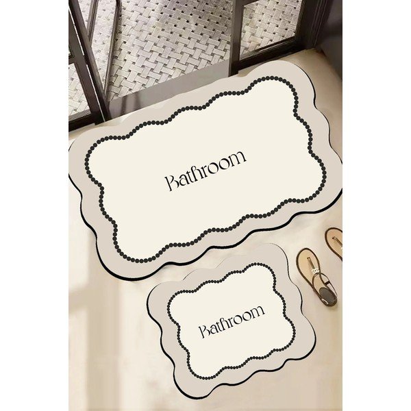 Kremno bele kopalniške preproge v kompletu 2 ks 60x100 cm Bounde – Foutastic-image-1