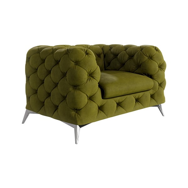 Zelen žameten fotelj Chelsea – Ropez