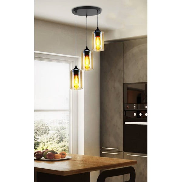 Črna viseča svetilka s steklenim senčnikom Bistro - Candellux Lighting-image-1