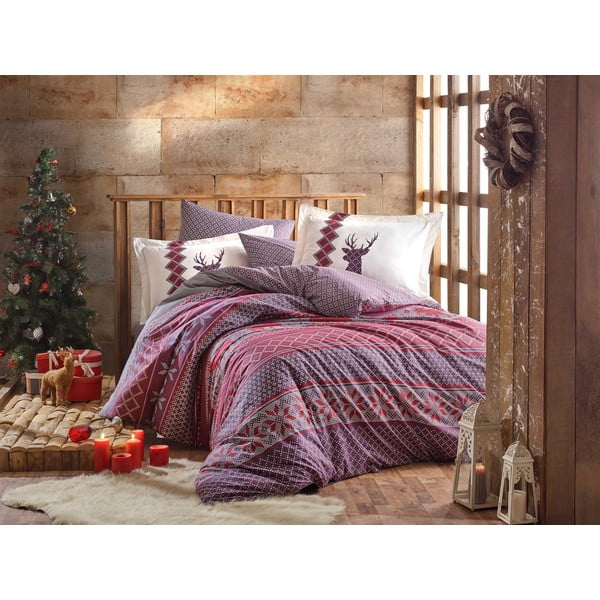 Posteljnina z bombažnim popelinom za enojno posteljo Hobby Clarinda Claret Red, 160 x 220 cm