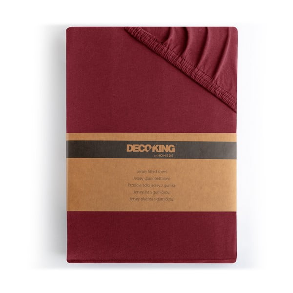 Bordo rdeča napenjalna rjuha iz jerseyja 90x200 cm Amber – Restilo-image-4