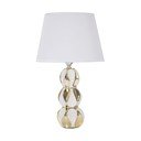 Keramična namizna svetilka s tekstilnim senčilom v zlati in beli barvi (višina 46 cm) Glam Balls – Mauro Ferretti